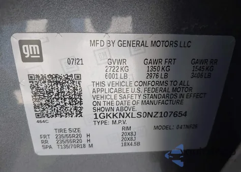 2022 GMC Acadia Awd Denali from USA, damaged, VIN 1GKKNXLS0NZ107654